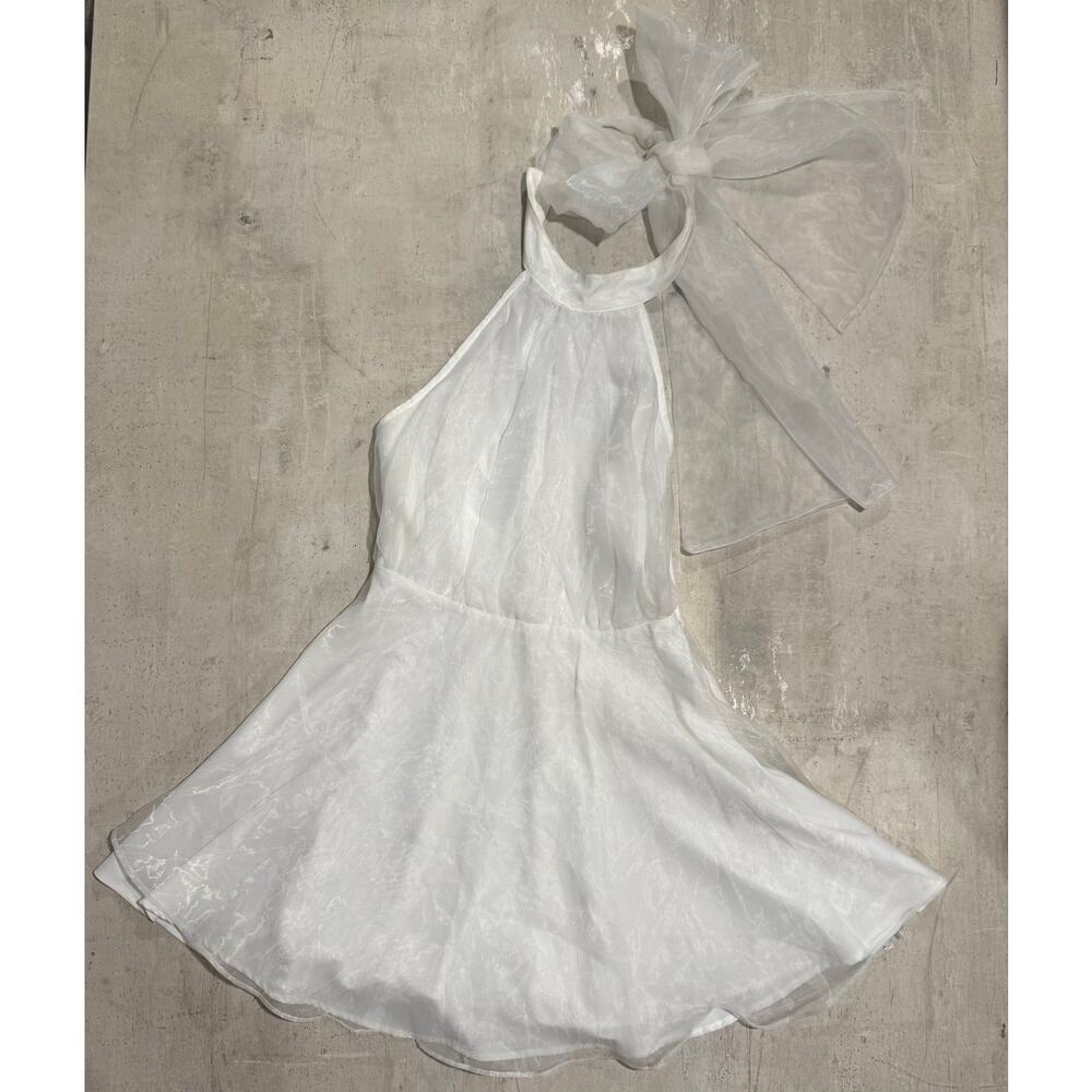 IDEM DITTO I'm the Centerpiece Mini Dress Halter Bow at neck Bridal - Picture 3 of 4